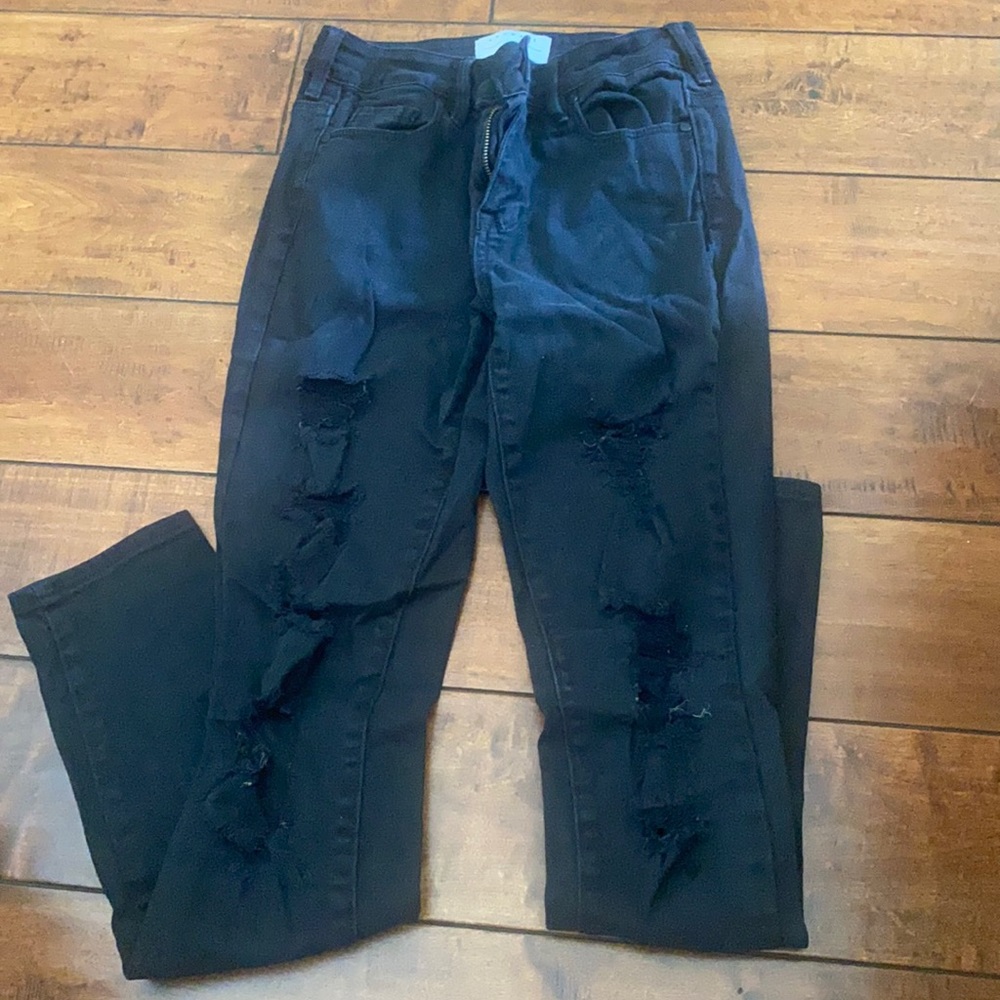 Kendall and Kylie black distressed jeans